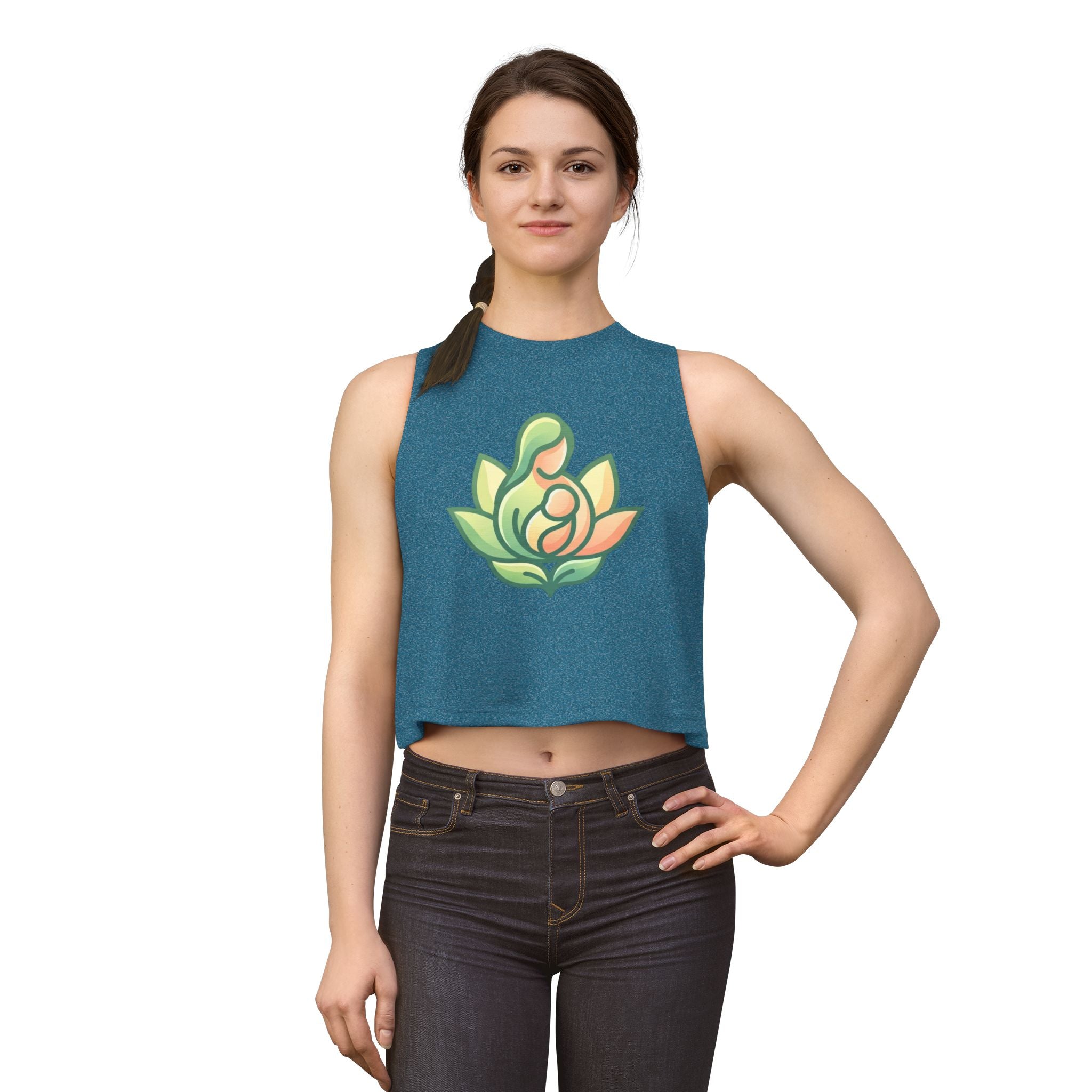 Lotus Motherhood Crop Top — Maternity Mama Graphic Tank