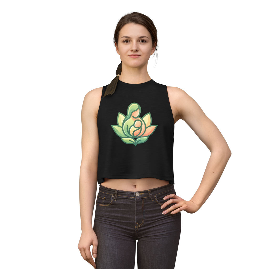 Motherhood Lotus Crop Top — Mom & Baby Floral Graphic