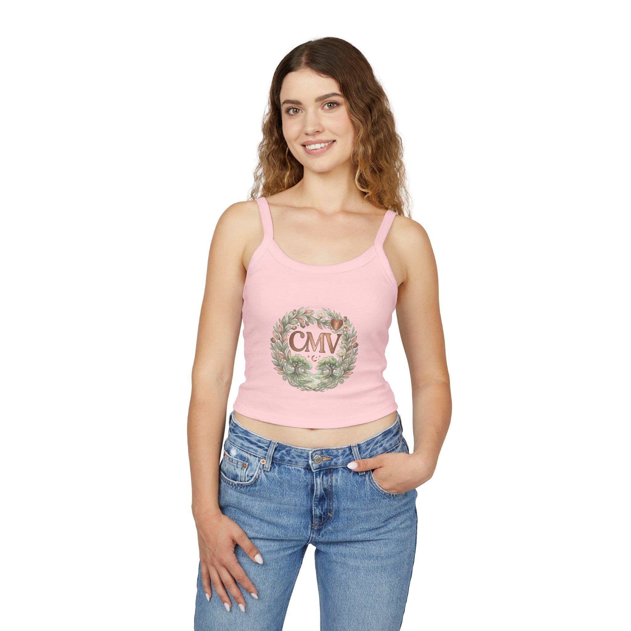 Floral Monogram Crop Tank Top — CMV Wreath Design