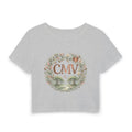 Women's Baby Tee — Vintage Floral Monogram CMV Cropped Tee
