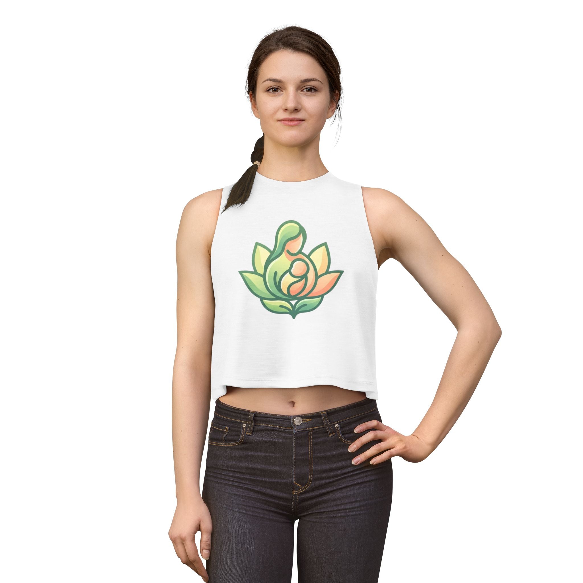 Lotus Motherhood Crop Top — Maternity Mama Graphic Tank