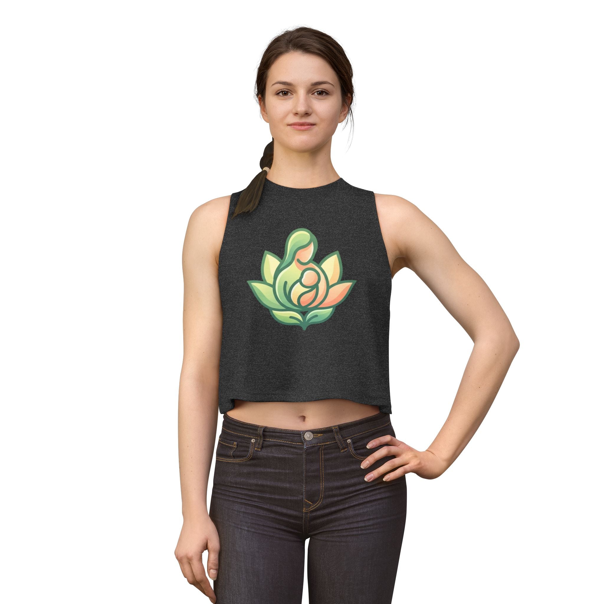 Lotus Motherhood Crop Top — Maternity Mama Graphic Tank
