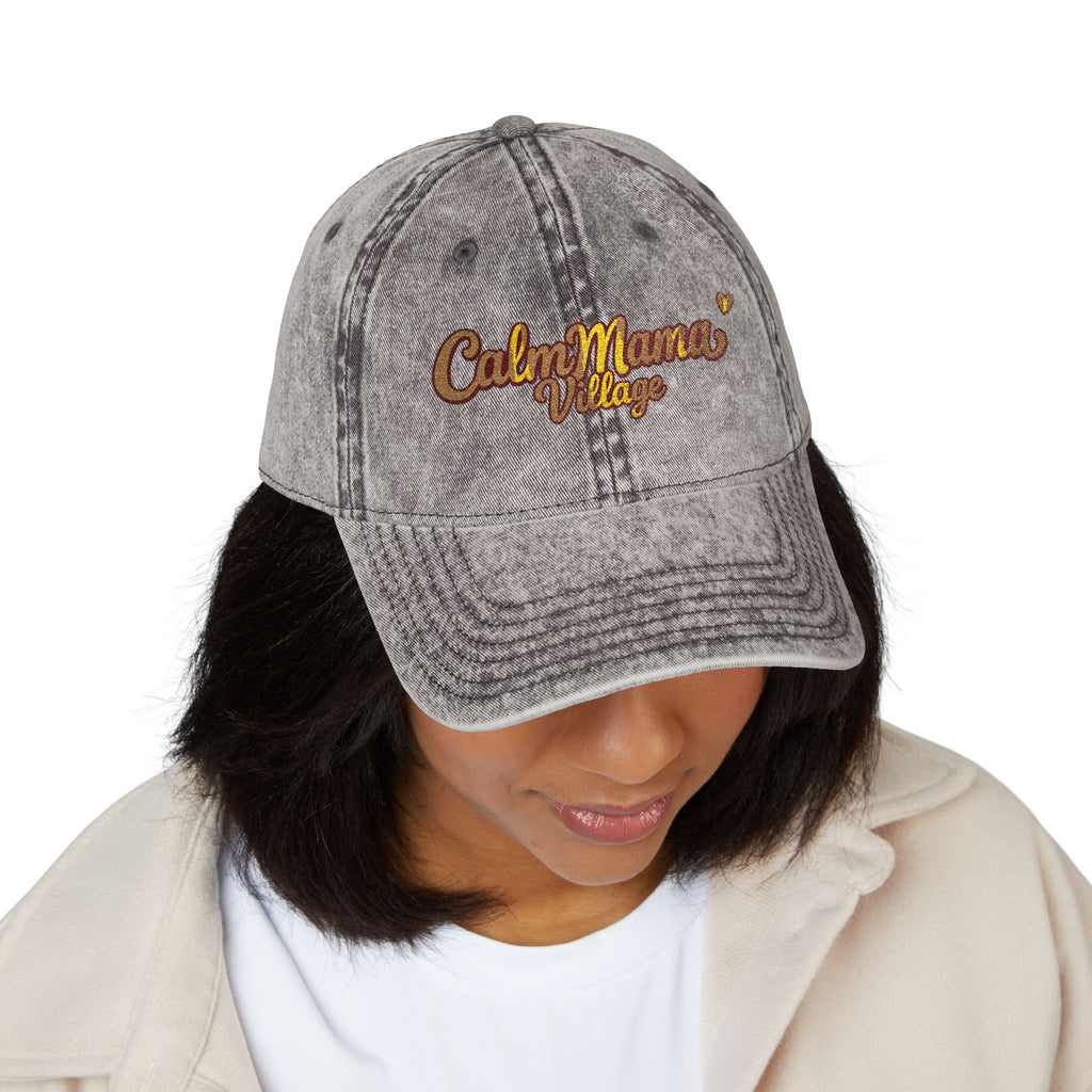 Vintage Embroidered Cap - "Calm Mama Vibes" Distressed Baseball Hat