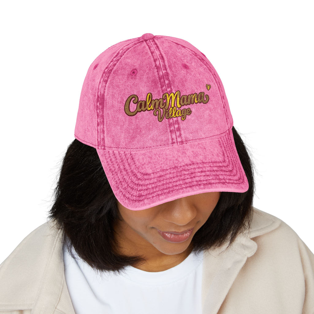 Vintage Embroidered Cap - "Calm Mama Vibes" Distressed Baseball Hat