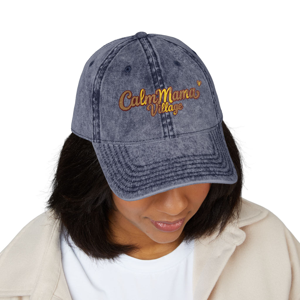 Vintage Embroidered Cap - "Calm Mama Vibes" Distressed Baseball Hat
