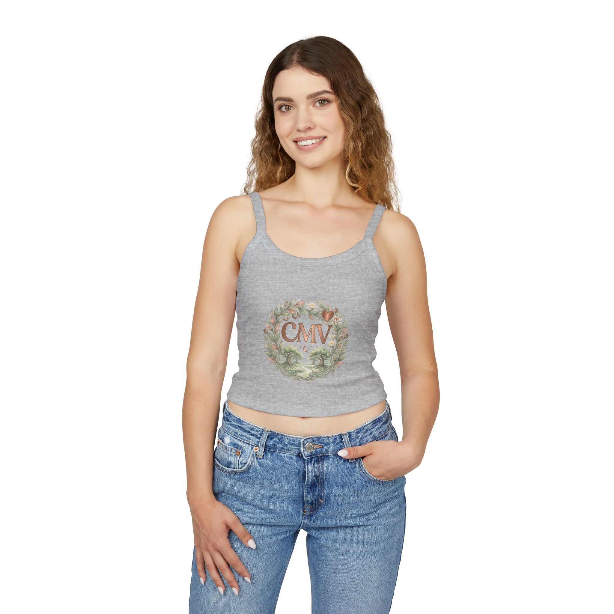 Floral Monogram Crop Tank Top — CMV Wreath Design