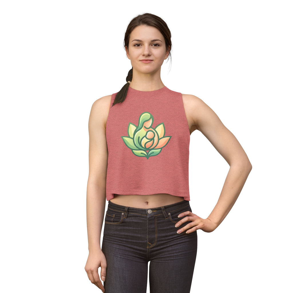 Motherhood Lotus Crop Top — Mom & Baby Floral Graphic