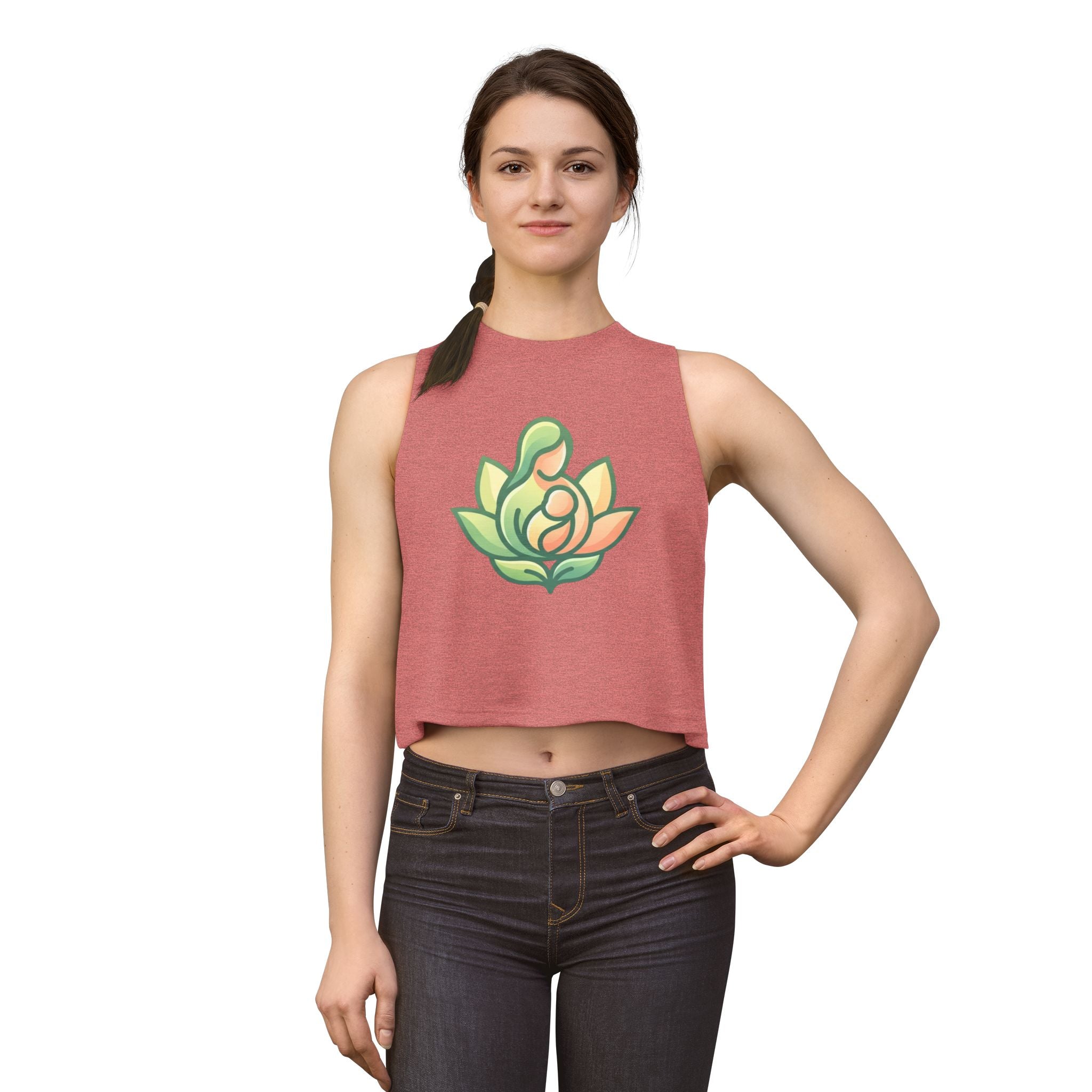 Motherhood Lotus Crop Top — Mom & Baby Floral Graphic